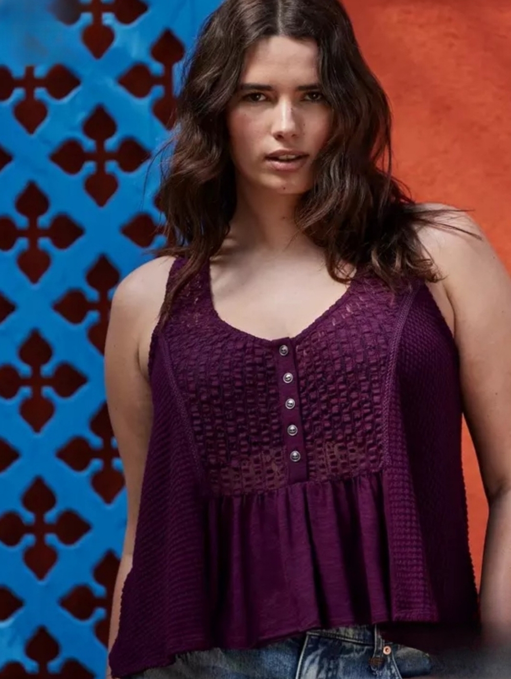 NWT torrid Festi 0 Purple Henley Scoop Tank 3643-CR
